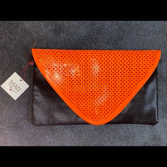 Mad About Style Orange Laser Flap Clutch VINTAGE - Picture 5 of 6